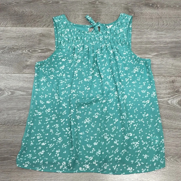 Elle Sleeveless Floral Blouse Back Keyhole Opening with Tie M - Picture 7 of 15